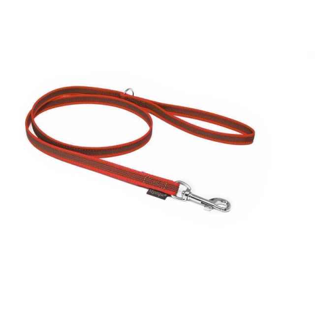 Mystique Gummierte Leine 15mm mit Handschlaufe Standard Karabiner rot 1m