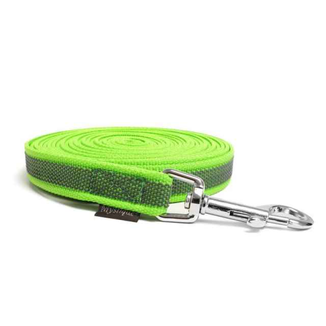 Mystique® Gummierte Schleppleine 12mm ohne Handschlaufe Standard Karabiner neon grün 7,5m