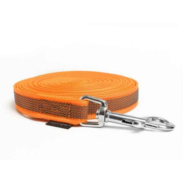 Mystique® Gummierte Schleppleine 12mm ohne Handschlaufe Standard Karabiner neon orange 7,5m