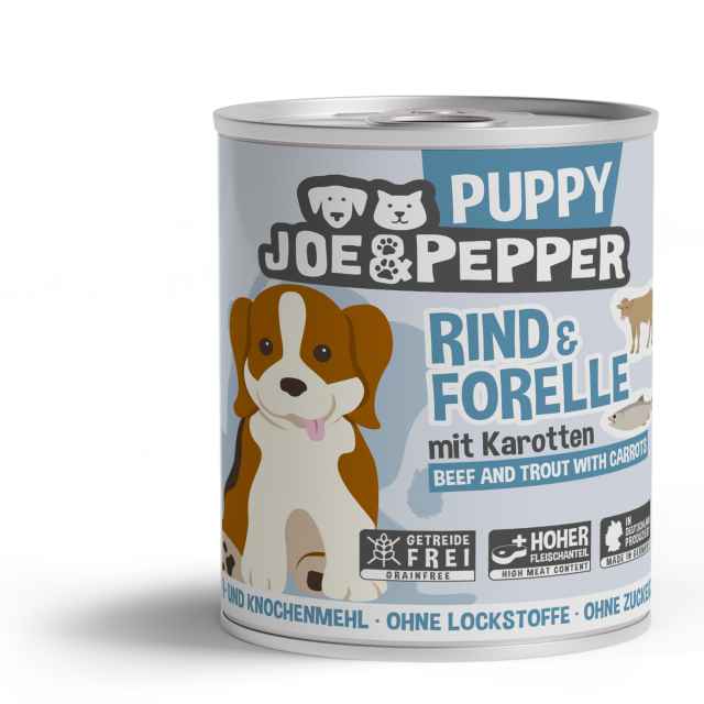 Joe & Pepper Dog Puppy Rind & Forelle 800g