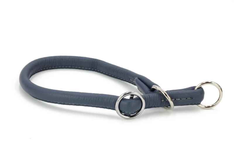 Halsband rundgenäht jeans-blau 35ér mit Zugstopp silber