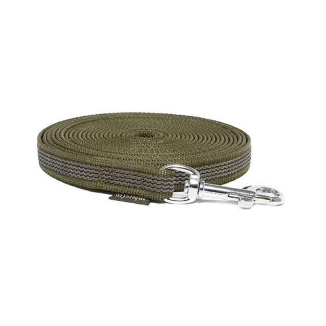 Mystique® Gummierte Schleppleine 12mm ohne Handschlaufe Standard Karabiner Khaki 7,5m