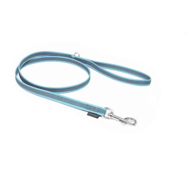 Mystique Gummierte Leine 15mm mit Handschlaufe Standard Karabiner hellblau 1,2m