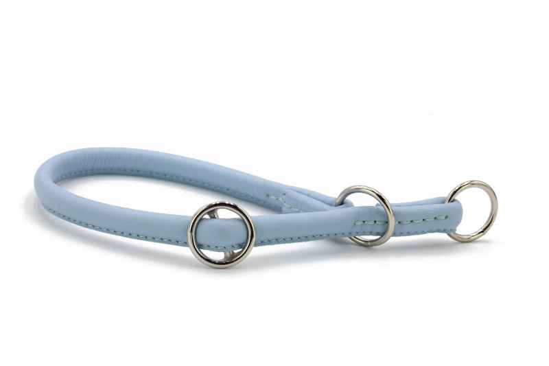 Halsband rundgenäht, Ice blue, 35ér/4mm mit Zugstopp silber