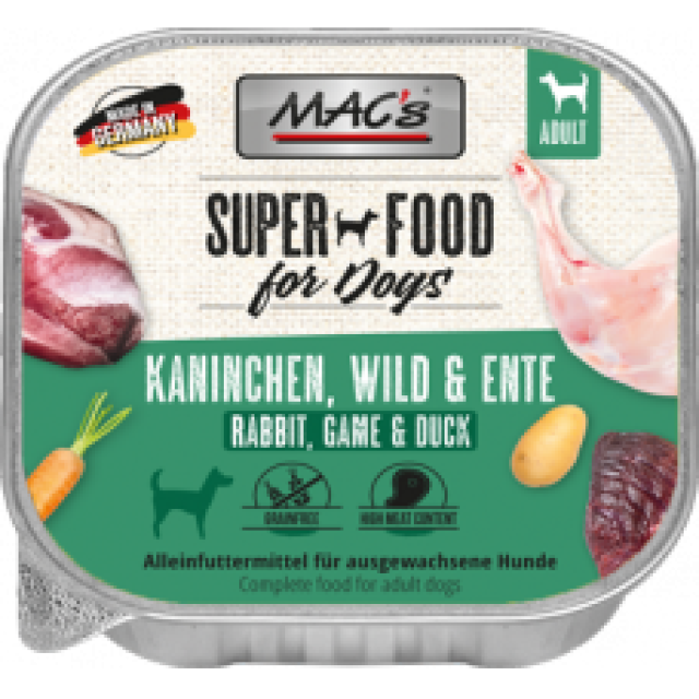 MACs Dog Schale Kaninchen, Wild & Ente 150g
